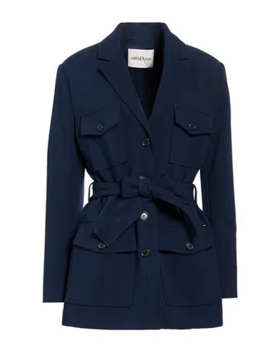 Ottod'ame Woman Blazer Navy Size 12 Polyester, Viscose, Elastane In Blue