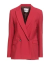 Ottod'ame Woman Blazer Red Size 8 Polyester, Wool, Elastane In Red