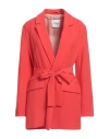 Ottod'ame Woman Blazer Tomato Red Size 8 Polyester In Tomato Red