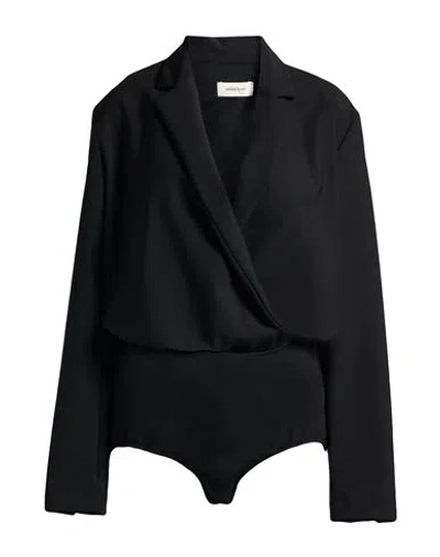 Ottod'ame Woman Bodysuit Black Size 10 Polyester, Virgin Wool, Elastane
