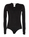 Ottod'ame Woman Bodysuit Black Size 6 Viscose, Polyester, Polyamide, Elastane In Black