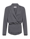 Ottod'ame Woman Bodysuit Grey Size 10 Polyester, Virgin Wool, Elastane In Multi