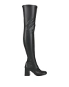 Ottod'ame Woman Boot Black Size 8 Leather, Textile Fibers