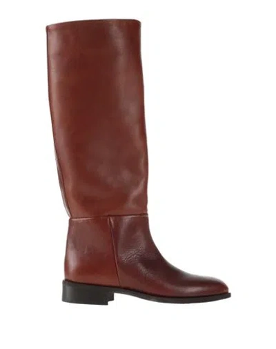 Ottod'ame Woman Boot Tan Size 8 Soft Leather In Brown