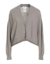 Ottod'ame Woman Cardigan Taupe Size 6 Merino Wool, Viscose, Polyamide, Cashmere