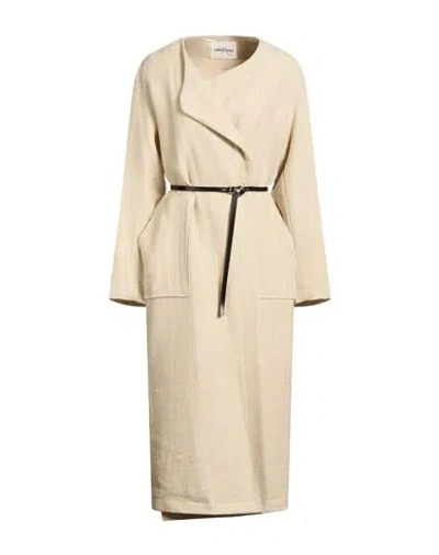 Ottod'ame Woman Coat Beige Size 10 Virgin Wool, Linen In Neutral