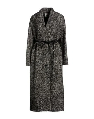 Ottod'ame Woman Coat Black Size 10 Wool, Acrylic, Polyester, Polyamide