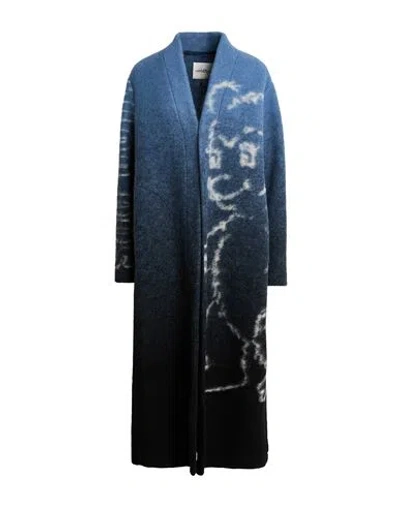 Ottod'ame Woman Coat Blue Size 6 Virgin Wool, Polyester