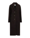 Ottod'ame Woman Coat Chocolate Brown Size 6 Virgin Wool, Polyamide
