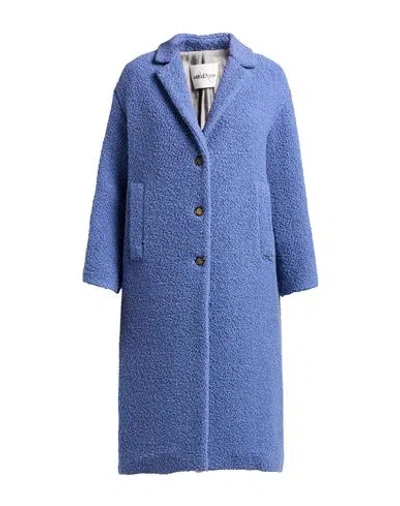 Ottod'ame Woman Coat Slate Blue Size 10 Virgin Wool, Polyamide