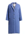 Ottod'ame Woman Coat Slate Blue Size 10 Virgin Wool, Polyamide In Blue