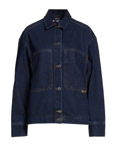 Ottod'ame Woman Denim Outerwear Blue Size 12 Cotton
