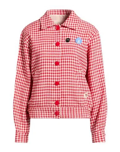Ottod'ame Woman Jacket Red Size 10 Polyester, Cotton, Acrylic, Polyamide