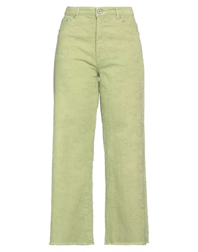 Ottod'ame Woman Jeans Light Green Size 26 Cotton, Elastane