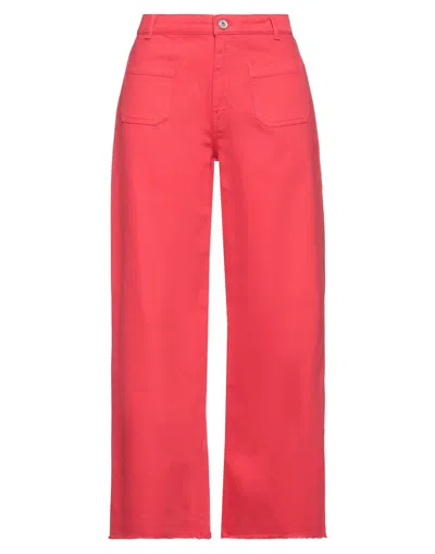 Ottod'ame Woman Jeans Red Size 29 Cotton, Elastane