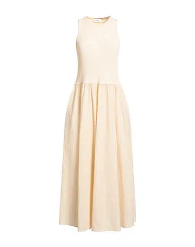 Ottod'ame Woman Maxi Dress Beige Size 12 Cotton, Viscose, Elastane In Neutral