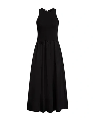 Ottod'ame Woman Maxi Dress Black Size 12 Cotton, Viscose, Elastane In Multi