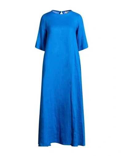 Ottod'ame Woman Maxi Dress Blue Size 2 Linen