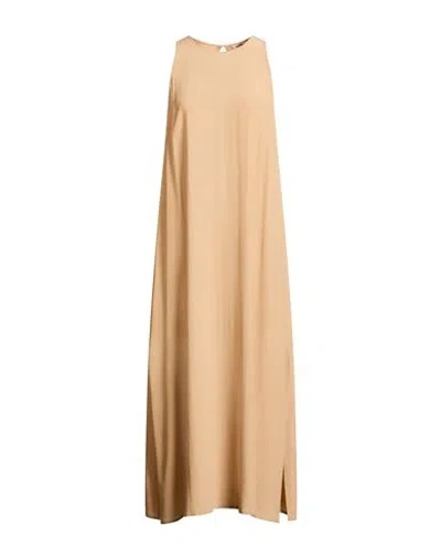 Ottod'ame Woman Maxi Dress Camel Size 8 Acetate, Silk In Brown