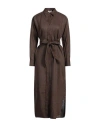Ottod'ame Woman Midi Dress Chocolate Brown Size 8 Linen