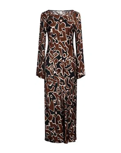 Ottod'ame Woman Maxi Dress Cocoa Size 10 Viscose In Brown