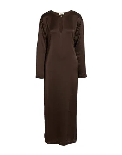 Ottod'ame Woman Maxi Dress Dark Brown Size 8 Viscose