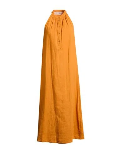Ottod'ame Woman Maxi Dress Mandarin Size 2 Cotton In Orange