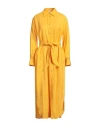 Ottod'ame Woman Midi Dress Marigold Size 10 Linen In Yellow
