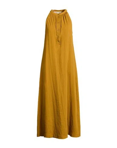 Ottod'ame Woman Maxi Dress Mustard Size 6 Cotton In Yellow