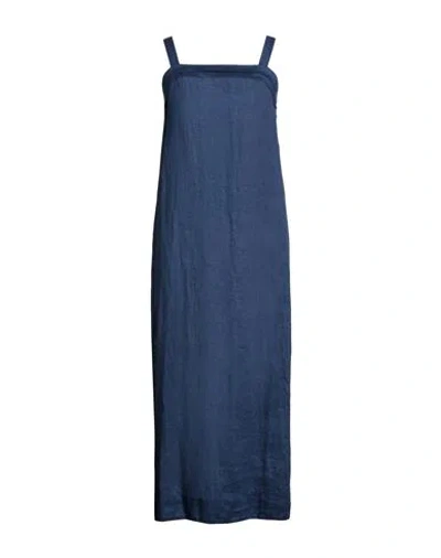 Ottod'ame Woman Maxi Dress Navy Size 8 Linen In Blue