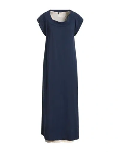 Ottod'ame Woman Maxi Dress Navy Size L Cotton, Elastane In Blue