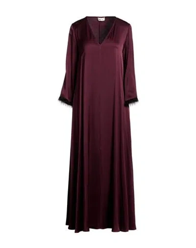 Ottod'ame Woman Maxi Dress Plum Size 6 Viscose In Burgundy
