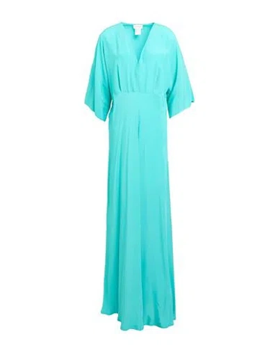 Ottod'ame Woman Maxi Dress Turquoise Size 12 Acetate, Silk In Blue