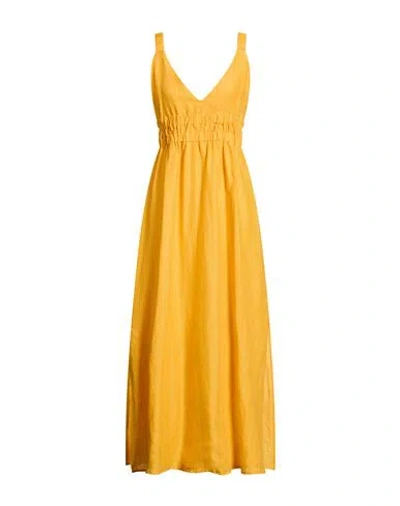 Ottod'ame Woman Maxi Dress Yellow Size 12 Linen