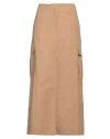 Ottod'ame Woman Maxi Skirt Camel Size 10 Cotton In Beige