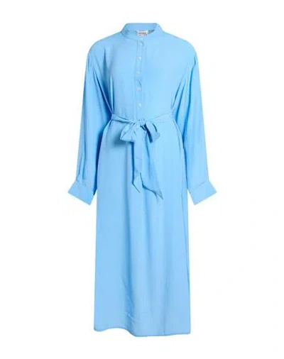 Ottod'ame Woman Midi Dress Azure Size 4 Acetate, Silk In Blue