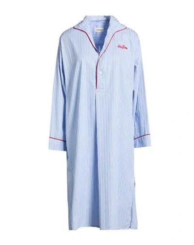 Ottod'ame Woman Midi Dress Azure Size 8 Cotton In Blue