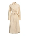 Ottod'ame Woman Midi Dress Beige Size 10 Cotton