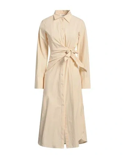 Ottod'ame Woman Midi Dress Beige Size 10 Cotton