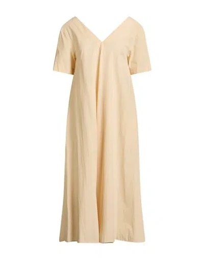 Ottod'ame Woman Midi Dress Beige Size 10 Cotton In Neutral