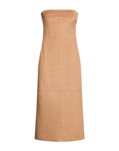 Ottod'ame Woman Midi Dress Beige Size 10 Polyester, Elastane In Neutral