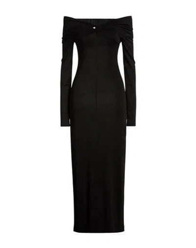 Ottod'ame Woman Midi Dress Black Size 10 Viscose, Polyester, Polyamide, Elastane