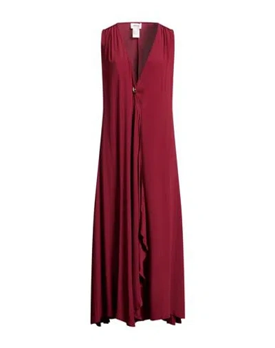 Ottod'ame Woman Midi Dress Brick Size 10 Acetate, Silk In Red