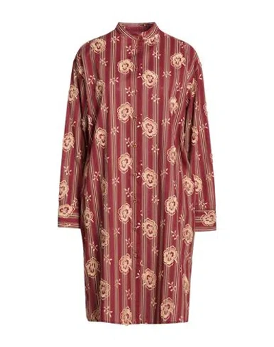 Ottod'ame Woman Midi Dress Brick Size 10 Cotton, Polyester In Burgundy