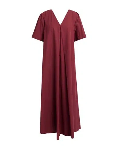 Ottod'ame Woman Midi Dress Burgundy Size 10 Cotton In Brown