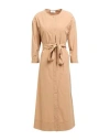 Ottod'ame Woman Midi Dress Camel Size 12 Cotton In Beige