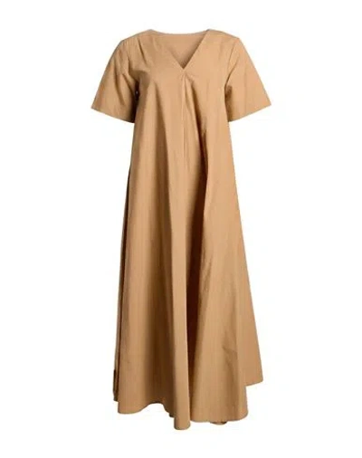 Ottod'ame Woman Midi Dress Camel Size 2 Cotton In Beige