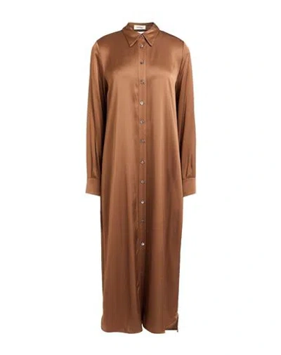 Ottod'ame Woman Midi Dress Camel Size 4 Viscose In Beige