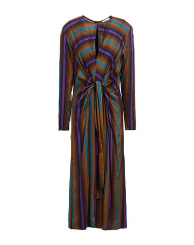 Ottod'ame Woman Midi Dress Camel Size 6 Viscose