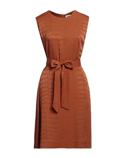 Ottod'ame Woman Midi Dress Camel Size 6 Viscose In Beige